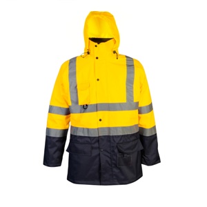 High visible yellow rain jackets