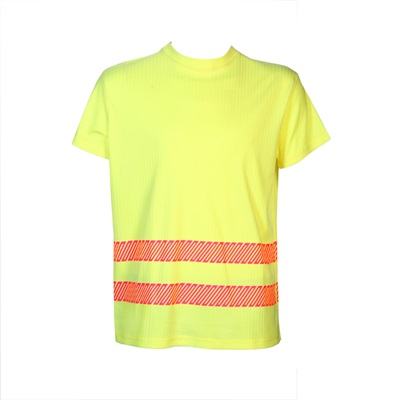 Double face needle drop interlock high visible yellow t-shirt