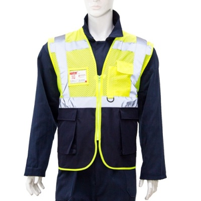 Yellow-Navy Mesh Safety Jacket